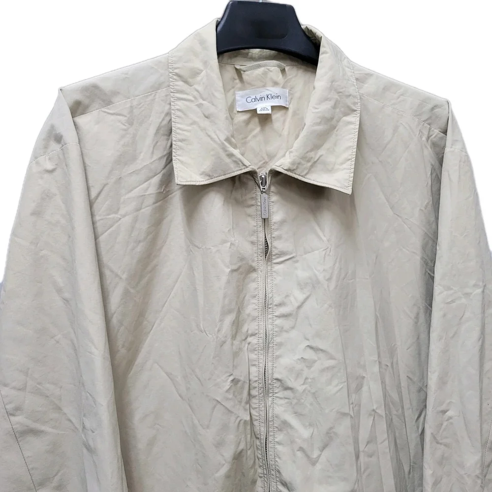 Calvin Klein Men's Beige Full-Zip Collared Long-Sleeves Jacket Size XXL